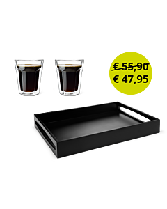 Plateau avec 2 verres à café à double paroi