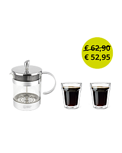 Cafetière Luxe avec 2 verres à café à double paroi