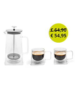 Cafetière Otto avec 2 verres à double paroi